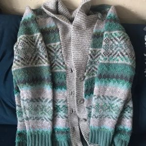 Green and grey oversized sweater
